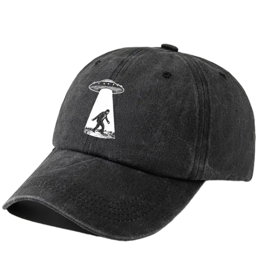 π Distressed Vintage Washed Baseball Cap Bigfoot With UFO πΈπ½π£ - Picture 12 of 13